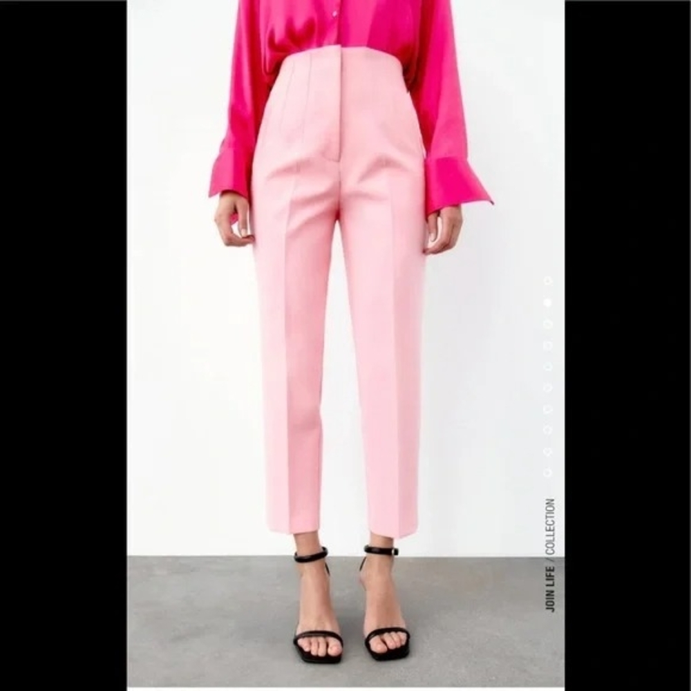Elegant Pink Ankle-Length Tailored Pants